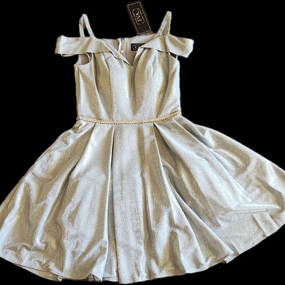 Silver metallic homecoming dress size Medium